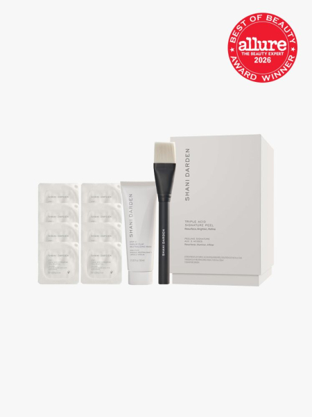 Shani Darden Skin Care Triple Acid Signature Peel in multiple branded components on a light gray background with the 2026 best of beauty seal in the top right corner